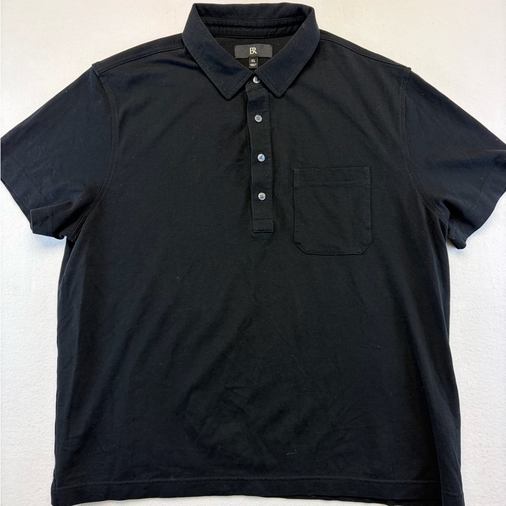 Banana Republic Men's Polo XL Black Golf 100% Cotton Pocket Buttons Short-Sleeve